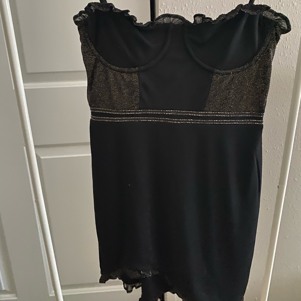 h:ours El Dorado dress black with gold glitter